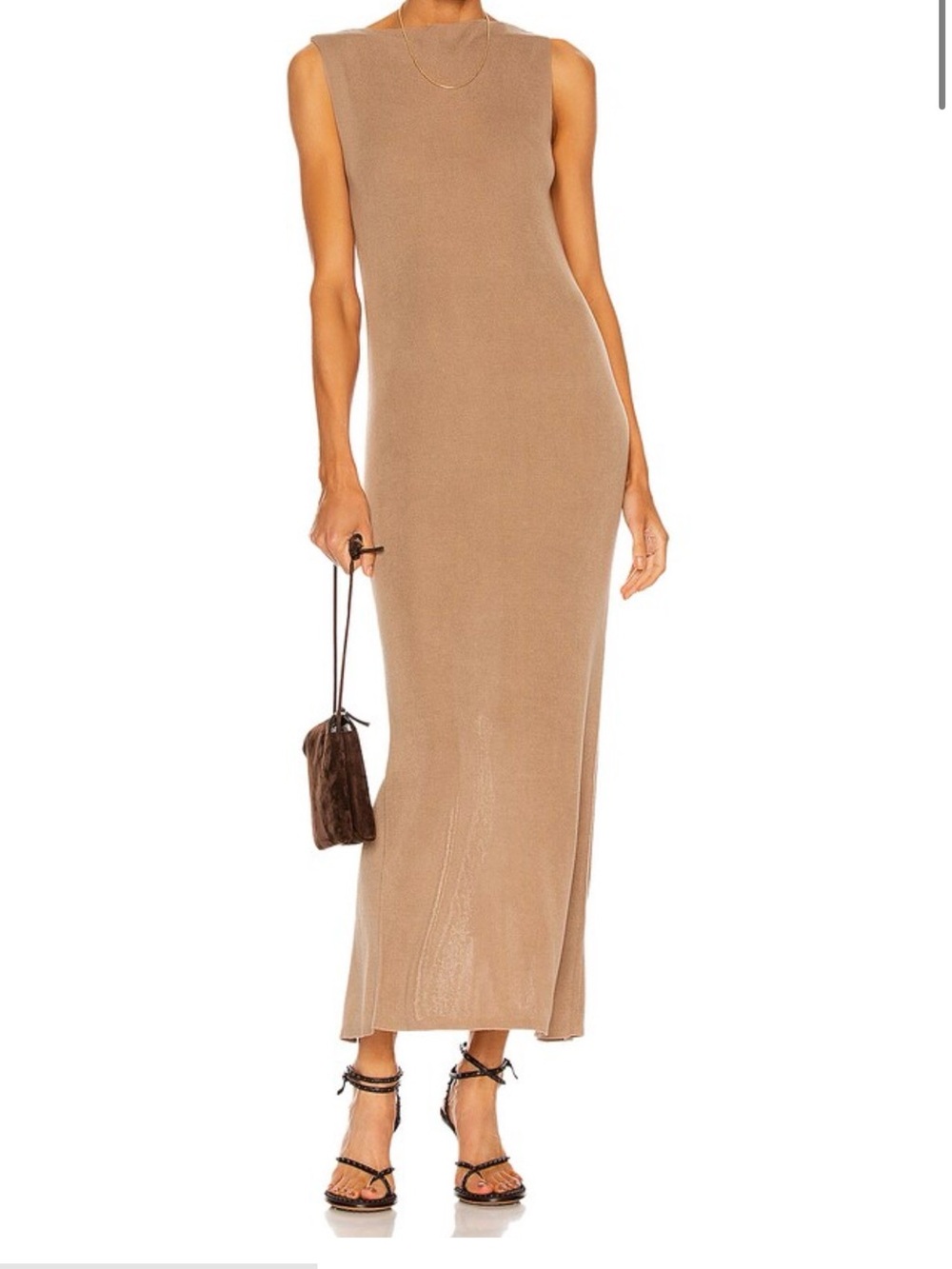 St. Agni Tan Ribbed Knit Maxi Dress